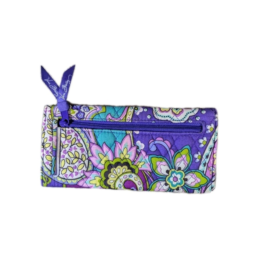 Vera Bradley Tri-fold Wallet Magnetic Closure Clutch in Camofloral Purple